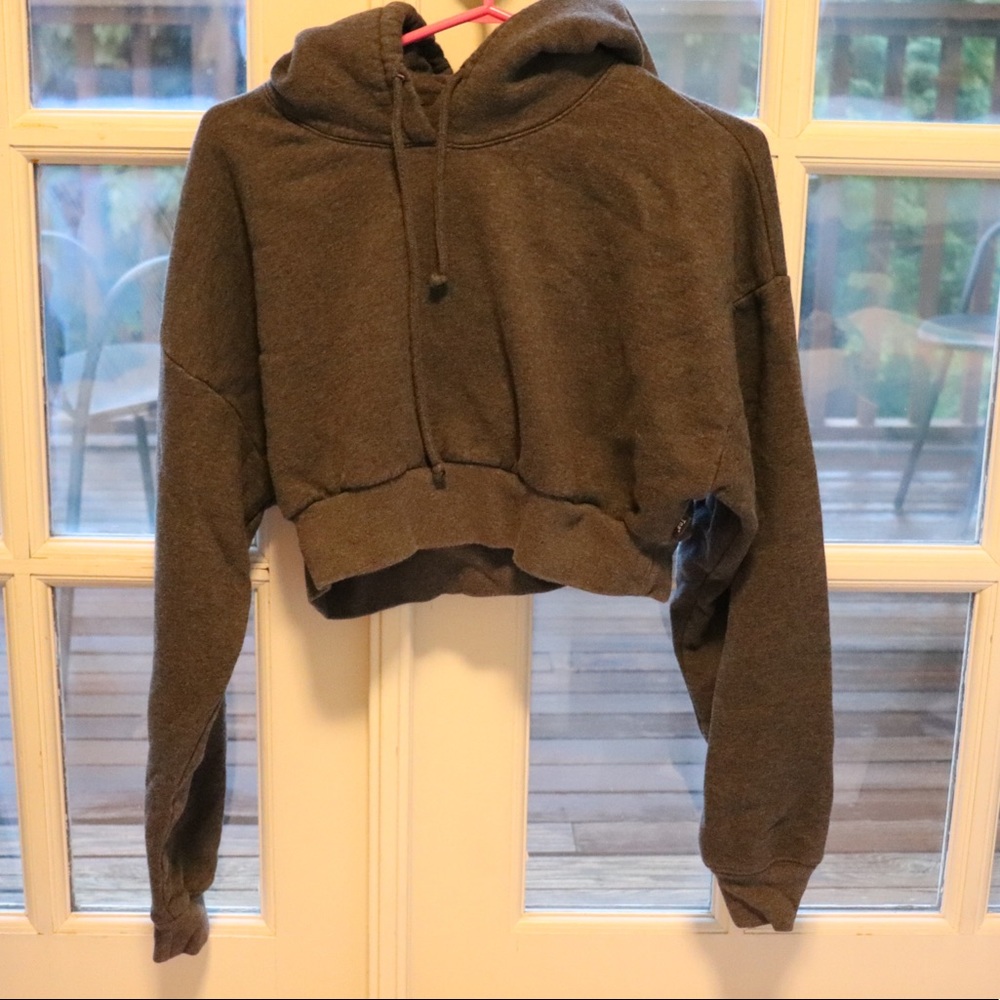 TNA cropped charcoal hoodie